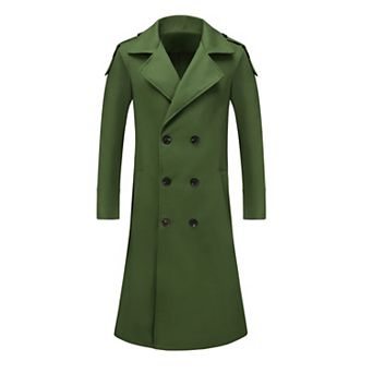 Men's Winter Coat Notch Lapel Double Breasted Solid Color Casual Overcoat