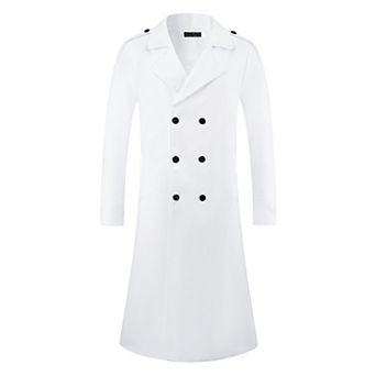 Men's Winter Coat Notch Lapel Double Breasted Solid Color Casual Overcoat