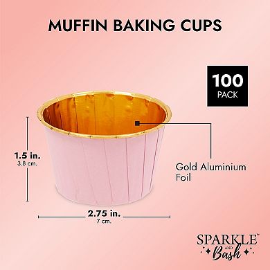 100 Pack Aluminum Foil Paper Cupcake Muffin Baking Cups Liners Case 2.75 x 1.5"