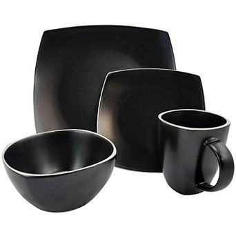 Gibson Soho Lounge Matte 16 pc Dinnerware Set, Black