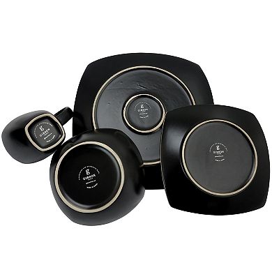 Gibson Soho Lounge Matte 16-Piece Dinnerware Set, Black