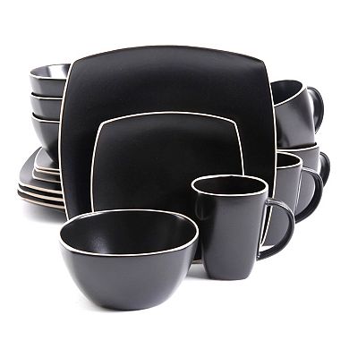 Gibson Soho Lounge Matte 16-Piece Dinnerware Set, Black