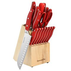 Lexi Home 3-Piece Cutlery Santoku Knife Set with Red Handles