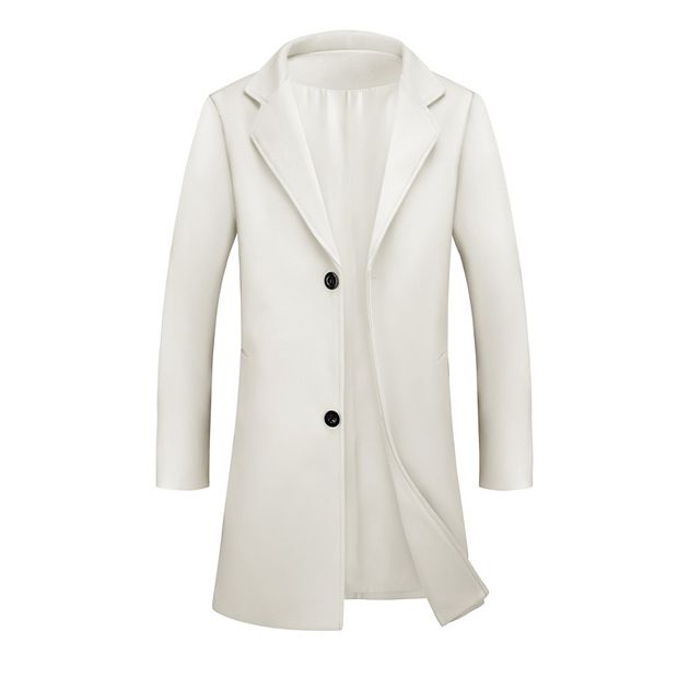 Men's Trench Coat Notched Lapel Mid-length Casual Solid Overcoat