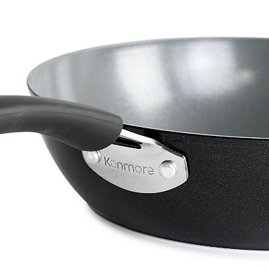 Kenmore Arlington 3.5 Quart Non Stick Aluminum Saute Pan with Lid in Black Diamond