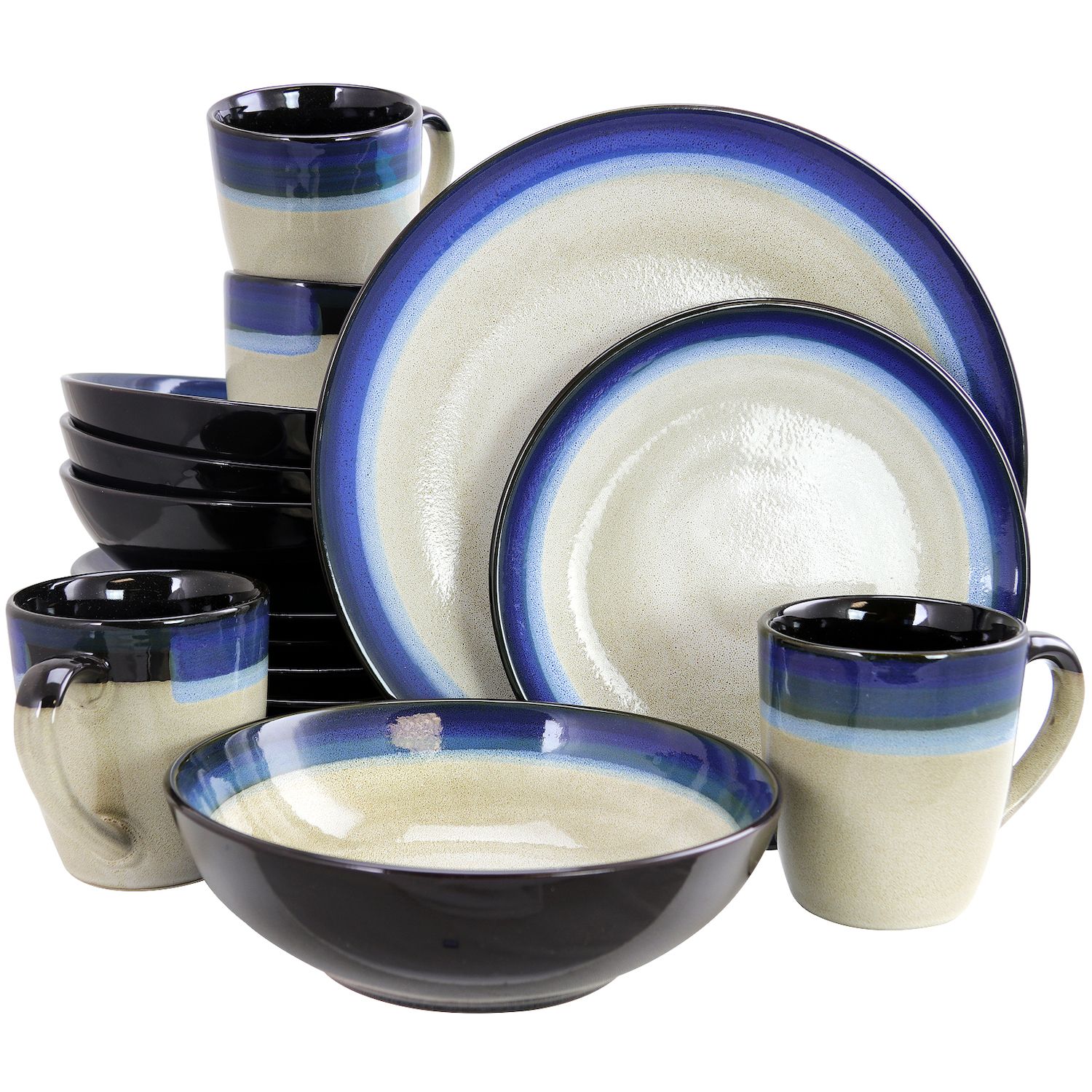 Gibson Home 16-Piece Blue Siam Stoneware Dinnerware Set