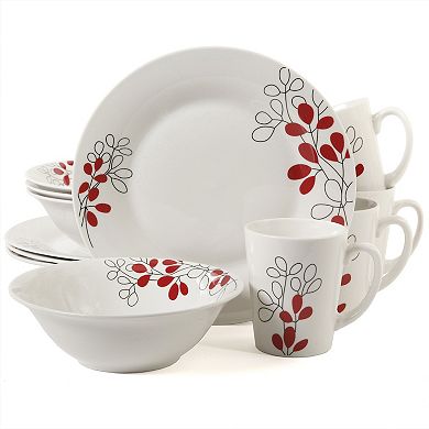 Gibson Scarlet Leaves 12 pc Dinnerware Set