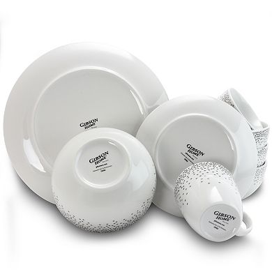 Gibson Platinum Dots 16 Piece Round Ceramic Dinnerware Set