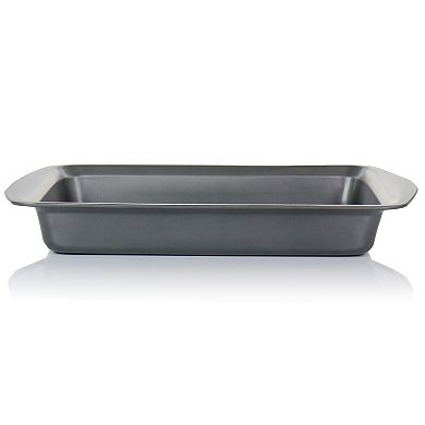 Gibson Baker's Friend 16.75 Inch Nonstick Steel Roasting Pan in Gray