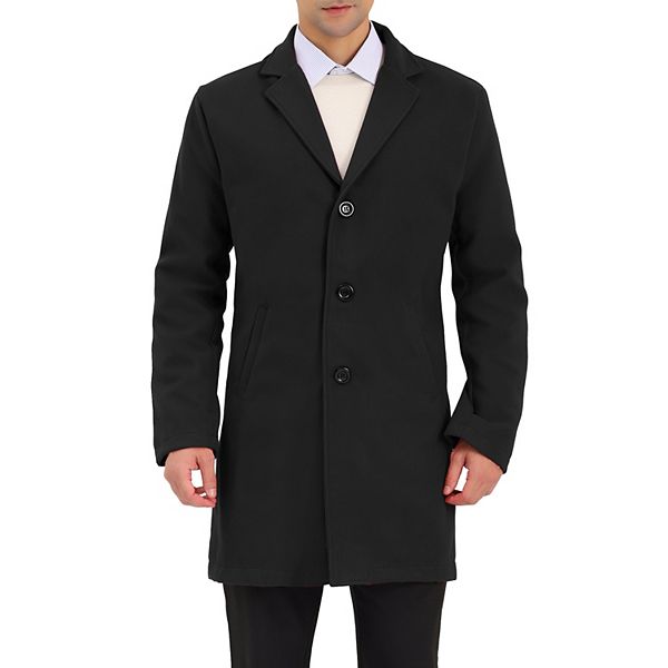 Men's Trench Coat Slim Fit Single Breasted Warm Long Overcoat