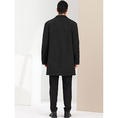 Men's Trench Coat Slim Fit Single Breasted Warm Long Overcoat