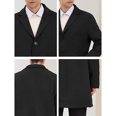 Men s Trench Coat Slim Fit Single Breasted Warm Long Overcoat