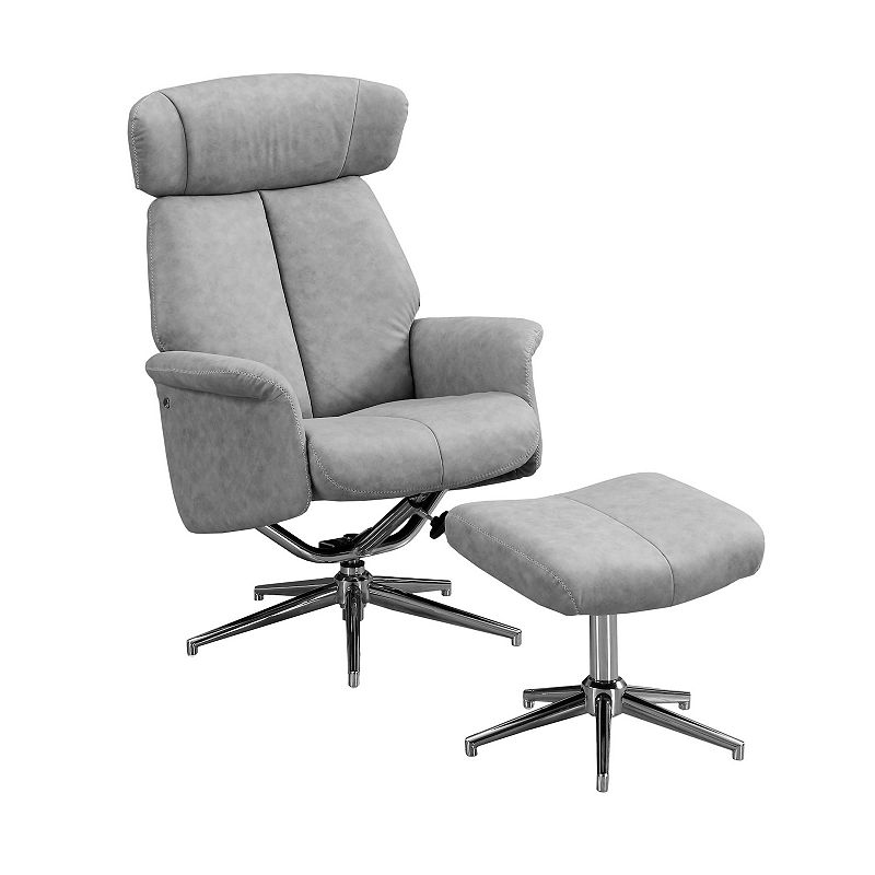 Monarch Swivel Accent Chair & Ottoman 2-piece Set, Grey