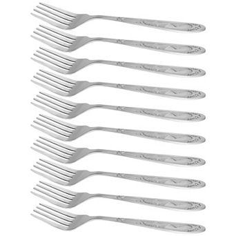 Household Tableware Stainless Steel Dinner Fork 7.3" Length 10 pc Silver Tone