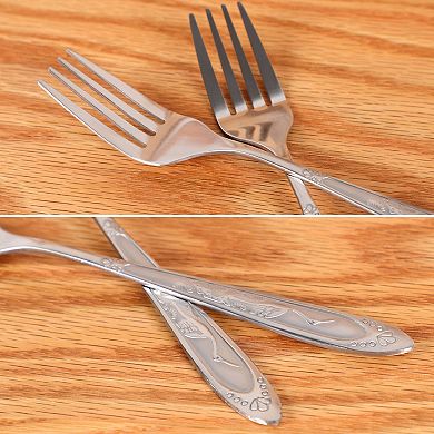 Household Tableware Stainless Steel Dinner Fork 7.3" Length 10pcs Silver Tone