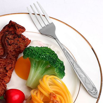 Household Tableware Stainless Steel Dinner Fork 7.3" Length 10pcs Silver Tone