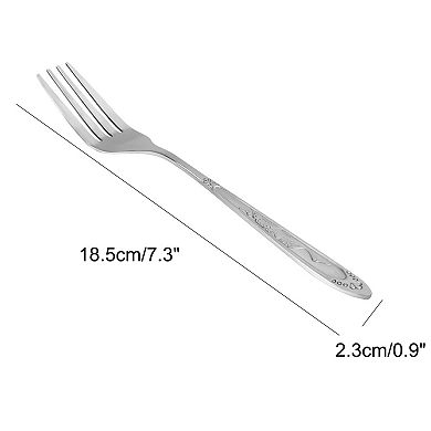 Household Tableware Stainless Steel Dinner Fork 7.3" Length 10pcs Silver Tone