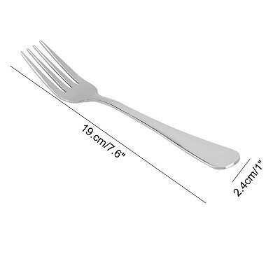 6Pcs Dinner Forks Stainless Steel 7.5" Fruit Dessert Steak Fork Tableware Silver Tone