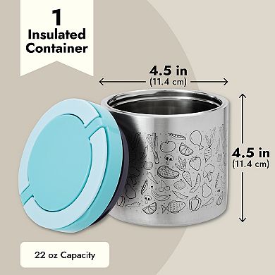 22oz Stainless Steel Insulated Food Container With Handles (blue)