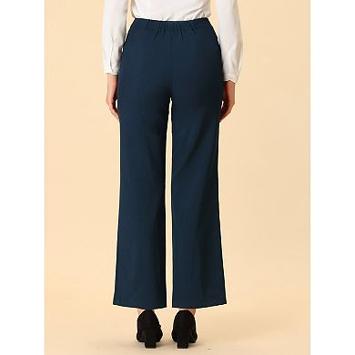 Women's High Waist Pants Elastic Back Straight Leg Work Trousers