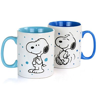 Gibson Peanuts Freckled Joy 15oz Stoneware 4 Piece Mug Set in Assorted Designs