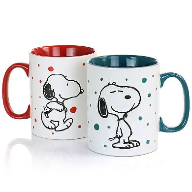 Gibson Peanuts Freckled Joy 15oz Stoneware 4 Piece Mug Set in Assorted Designs