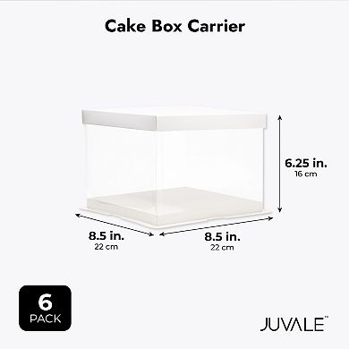 Clear Plastic Cake Box Carrier Packing with Lids for 6 Inch Cakes (6 Pack)