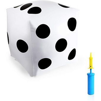 2 Pack Big Dice for Adults, Kids with Air Pump for Summer Outdoor Games, Parties, White (20 in)