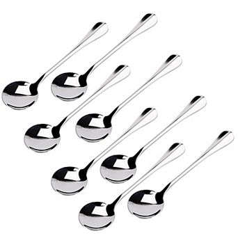 Kitchen Stainless Steel Coffee Porridge Rice Soup Spoon 6.7" Long 8 pc Silver Tone