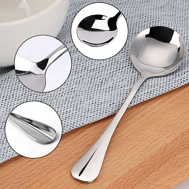 Kitchen Stainless Steel Coffee Porridge Rice Soup Spoon 6.7" Long 8pcs Silver Tone