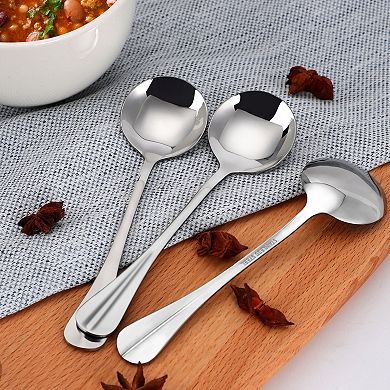 Kitchen Stainless Steel Coffee Porridge Rice Soup Spoon 6.7" Long 8pcs Silver Tone