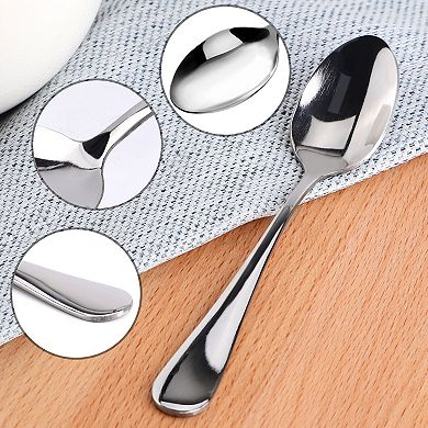8Pcs Stainless Steel Spoons for Cooking Soup Spoon Dining Spoons 4.7" Silver Tone