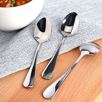 8Pcs Stainless Steel Spoons for Cooking Soup Spoon Dining Spoons 4.7" Silver Tone