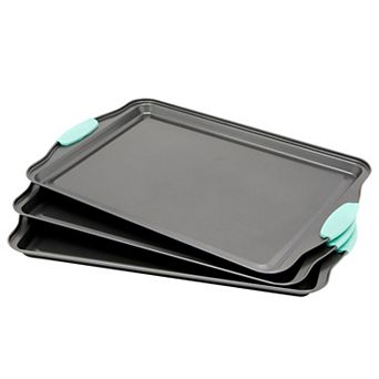 Set of 3 Nonstick Cookie Sheets for Baking, Bakeware Pans with Silicone Rubber Handles (10 x 14 in