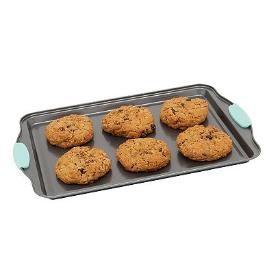 Set of 3 Nonstick Cookie Sheets for Baking, Bakeware Pans with Silicone Rubber Handles (10 x 14 Inches)