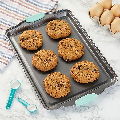 Set of 3 Nonstick Cookie Sheets for Baking, Bakeware Pans with Silicone Rubber Handles (10 x 14 Inches)