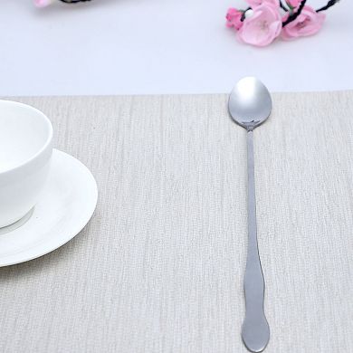 Stainless Steel Long Handle Tea Coffee Ice Cream Spoon 4pcs Silver Tone