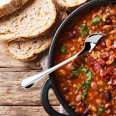 6Pcs Stainless Steel Spoons for Cooking Soup Spoon Dining Spoons 6.3" Silver Tone