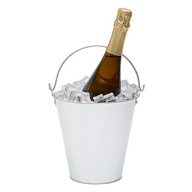 6 Pack Large Galvanized Buckets for Parties, 7-Inch Metal Ice Pails for Champagne, Beer, Wine (100oz Capacity)