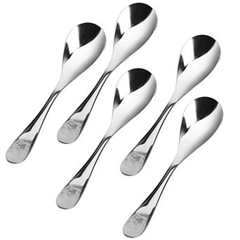5 pc Stainless Steel Spoons For Cooking Soup Spoon Dining Spoons 7.5" Silver Tone