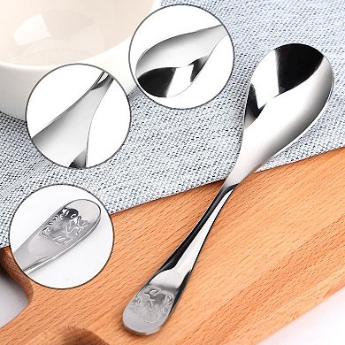 5pcs Stainless Steel Spoons For Cooking Soup Spoon Dining Spoons 7.5" Silver Tone