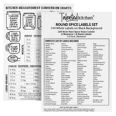 Talented Kitchen 8 Pack Large Glass Spice Bottles with 239 Preprinted Label Stickers, 8 oz Empty Square Seasoning Jars with Shaker Lids & Silver Airtight Caps