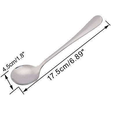 Kitchen Stainless Steel Tableware Soup Spoon 7 Inch Long 5Pcs Silver Tone