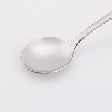 Kitchen Stainless Steel Tableware Soup Spoon 7 Inch Long 5Pcs Silver Tone