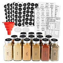 Glass Spice Jars (Set of 6 with Labels)