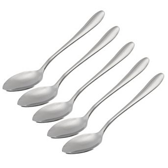 Caffee Shop Stainless Steel Flatware Tea Spoons Porridge Scoops 5 pc Silver Tone