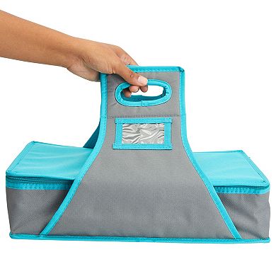 Insulated Casserole Carrier, Thermal Lunch Container for Hot Food Transport, Picnics (Teal and Gray, 16 x 10 x 4 In)