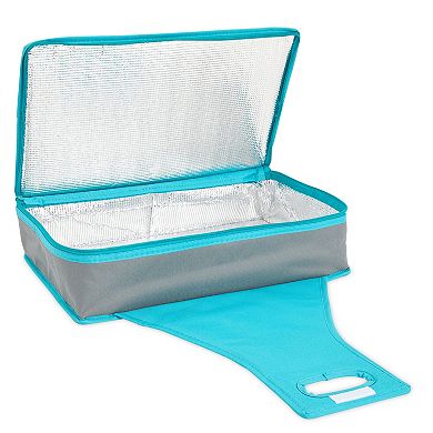 Insulated Casserole Carrier, Thermal Lunch Container for Hot Food Transport, Picnics (Teal and Gray, 16 x 10 x 4 In)