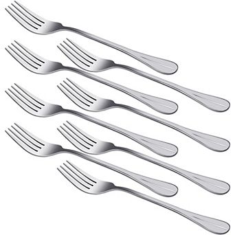Restaurant Dinner Metal Tableware Flatware Serving Fork 7" Long 8 pc Silver Tone