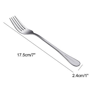 Restaurant Dinner Metal Tableware Flatware Serving Fork 7" Long 8pcs Silver Tone